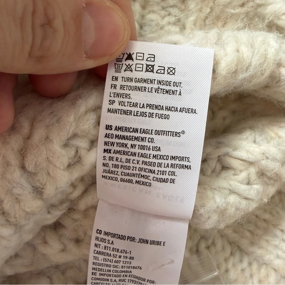 American Eagle Womens Cable Knit Oversized Pullover Sweater S Cream Cabincore - Picture 7 of 8